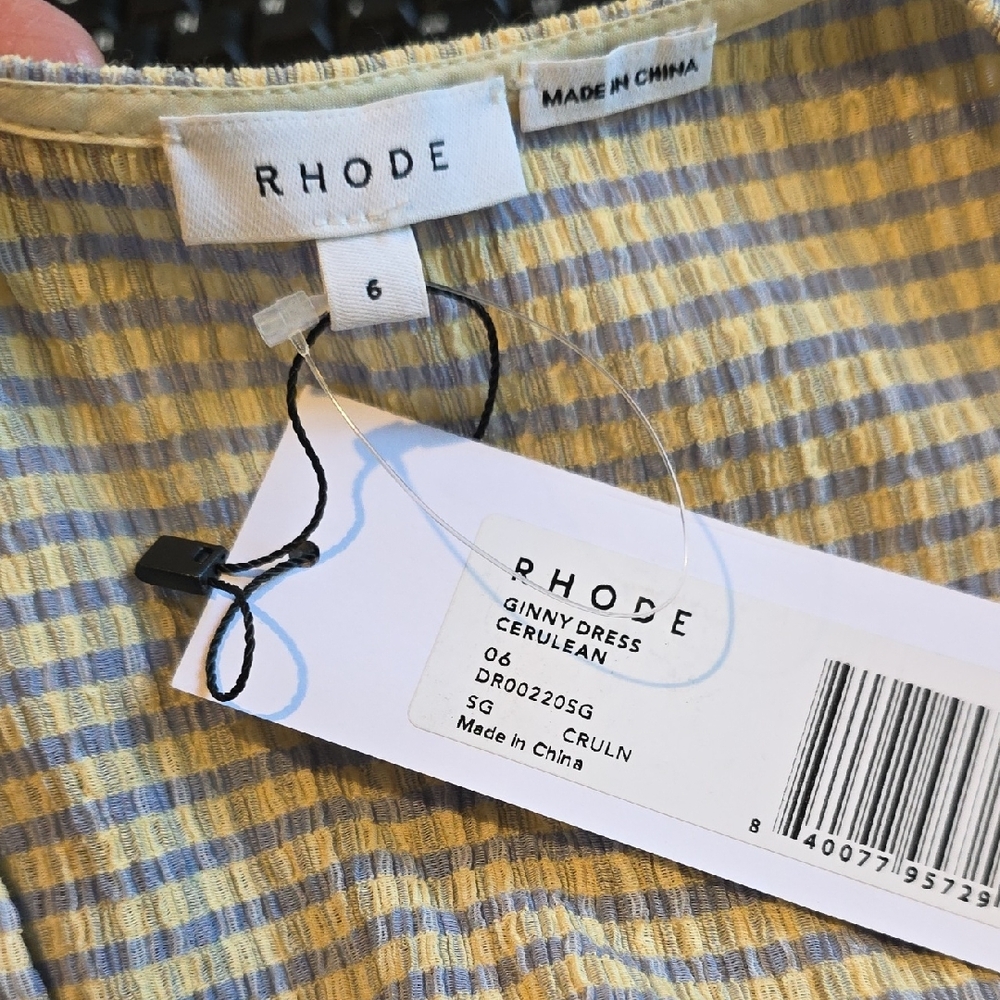 NEW $485 RHODE GINNY MIDI DRESS IN CERULEAN SIZE 6 - Picture 10 of 11